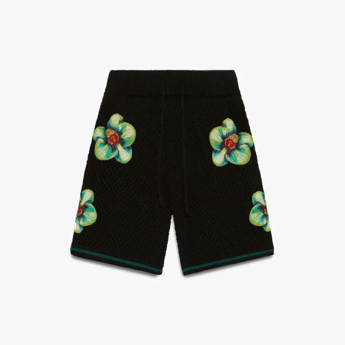 Glitch Orchid Embroidered Crochet Short Glitch Orchid Embroidered Crochet Short