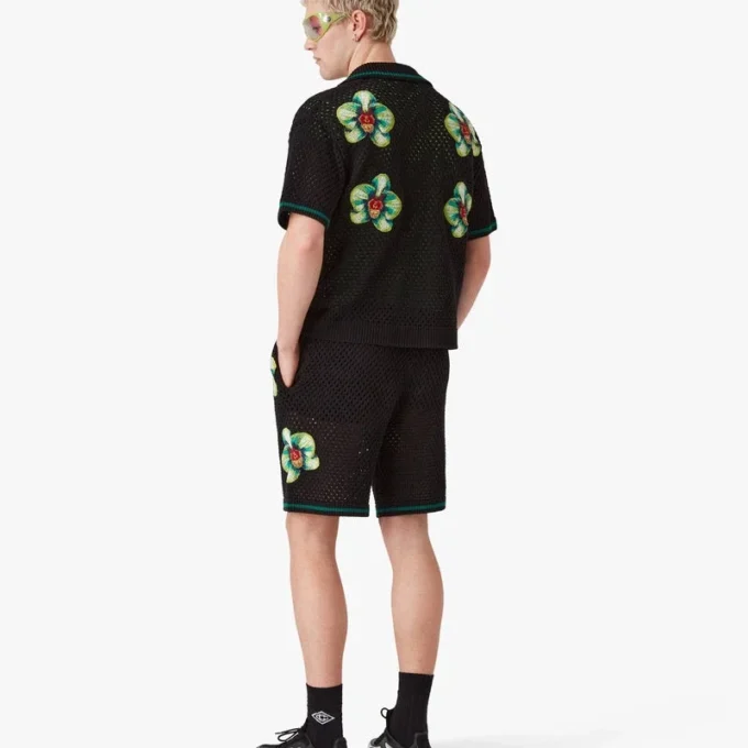Glitch Orchid Embroidered Crochet Short Glitch Orchid Embroidered Crochet Short