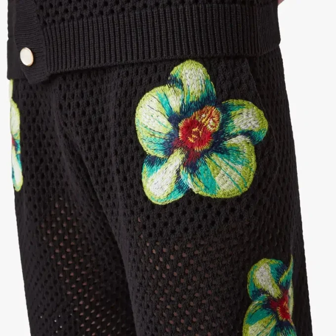 Glitch Orchid Embroidered Crochet Short Glitch Orchid Embroidered Crochet Short