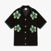Glitch Orchid Embroidered Short Sleeve Crochet Shirt Glitch Orchid Embroidered Short Sleeve Crochet Shirt