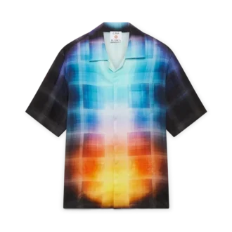 Gradient Check Viscose Blend Short Sleeve Shirt