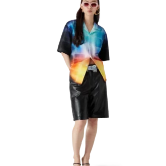 Gradient Check Viscose Blend Short Sleeve Shirt