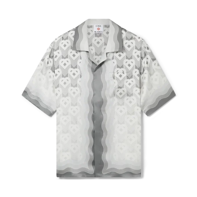 Gradient Heart Monogram Silk Shirt Gradient Heart Monogram Silk Shirt