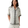 Gradient Heart Monogram Silk Shirt Gradient Heart Monogram Silk Shirt
