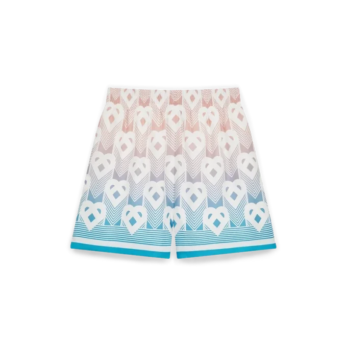 Gradient Heart Monogram Silk Shorts Gradient Heart Monogram Silk Shorts