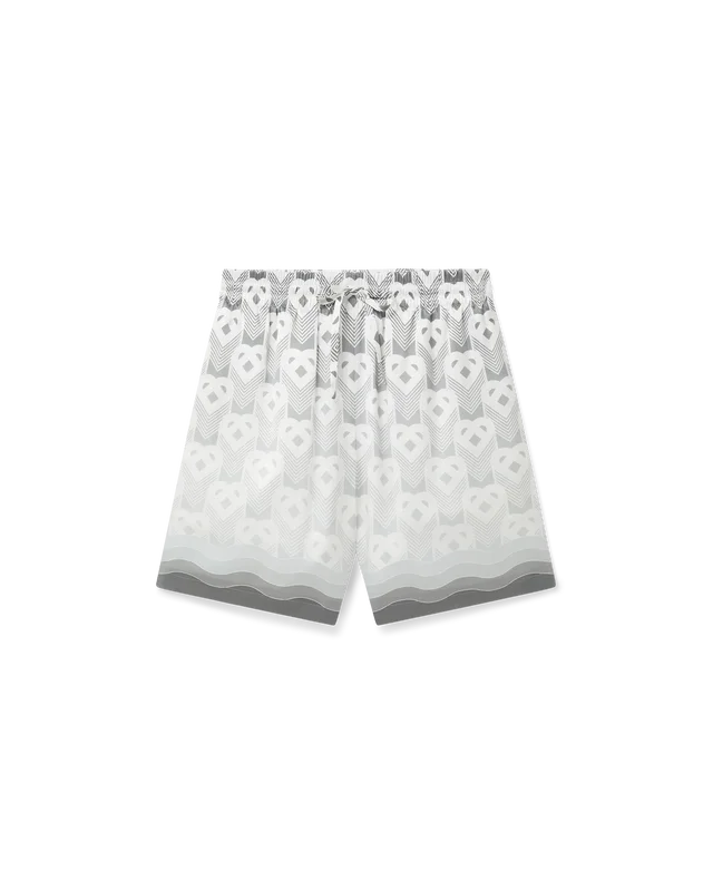 Gradient Heart Monogram Silk Shorts Gradient Heart Monogram Silk Shorts