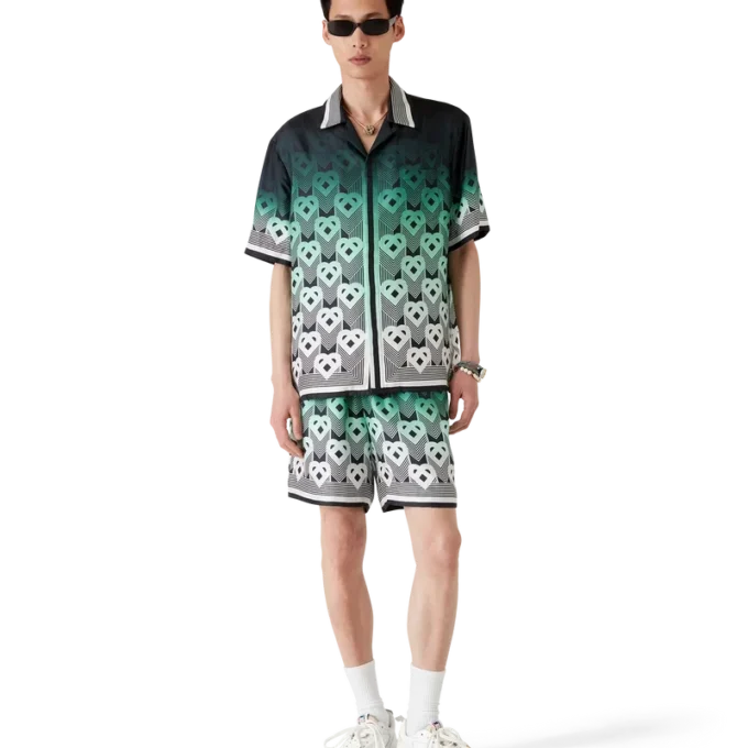 Gradient Monogram Short Sleeve Silk Shirt Gradient Monogram Short Sleeve Silk Shirt