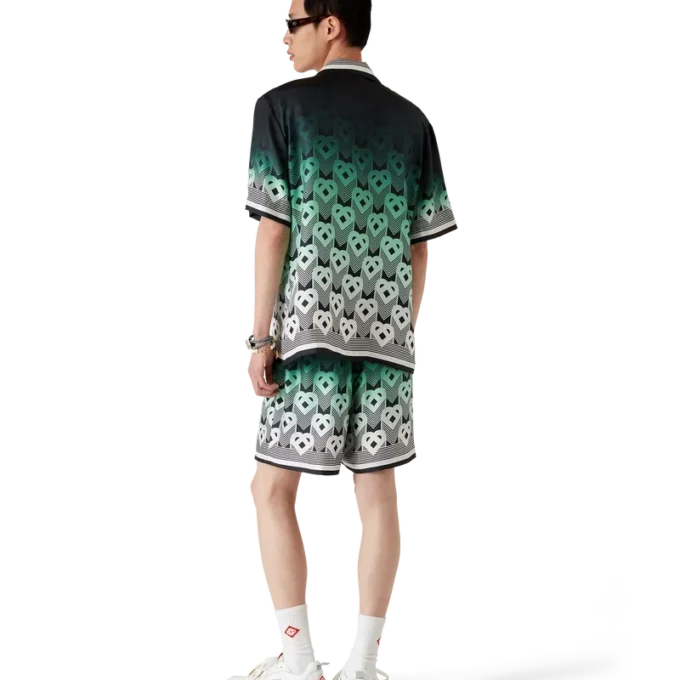 Gradient Monogram Short Sleeve Silk Shirt Gradient Monogram Short Sleeve Silk Shirt
