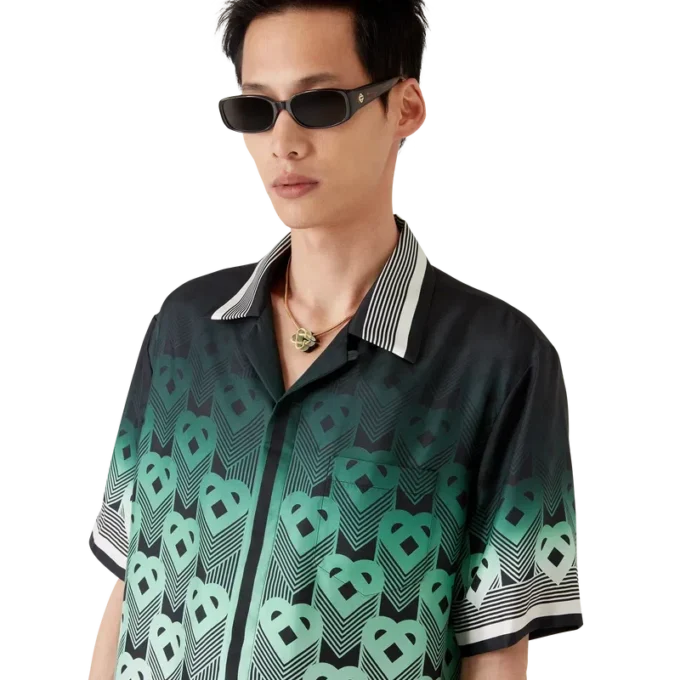 Gradient Monogram Short Sleeve Silk Shirt Gradient Monogram Short Sleeve Silk Shirt