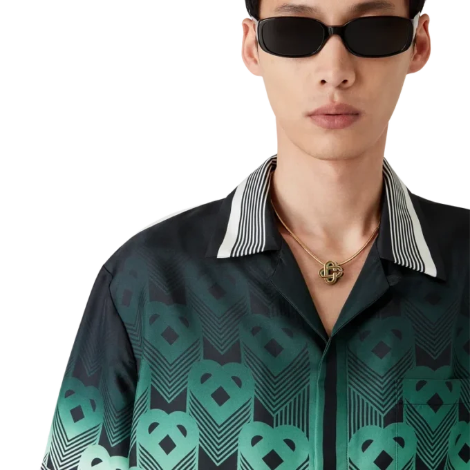 Gradient Monogram Short Sleeve Silk Shirt Gradient Monogram Short Sleeve Silk Shirt