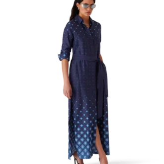 Gradient Silk Shirt Dress