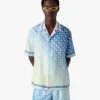 Gradient Tennis Tile Short Sleeve Silk Shirt Gradient Tennis Tile Short Sleeve Silk Shirt