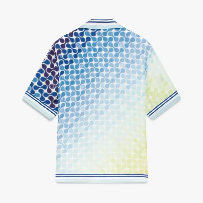 Gradient Tennis Tile Short Sleeve Silk Shirt Gradient Tennis Tile Short Sleeve Silk Shirt