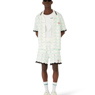 Gradient Wave Cotton Crochet Shorts