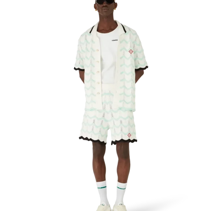 Gradient Wave Cotton Crochet Shorts Gradient Wave Cotton Crochet Shorts