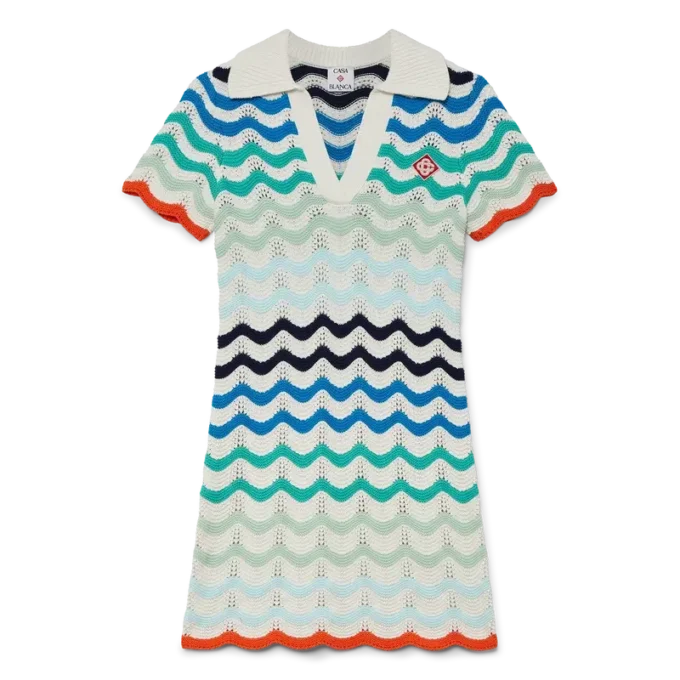 Gradient Wave Crochet Mini Dress