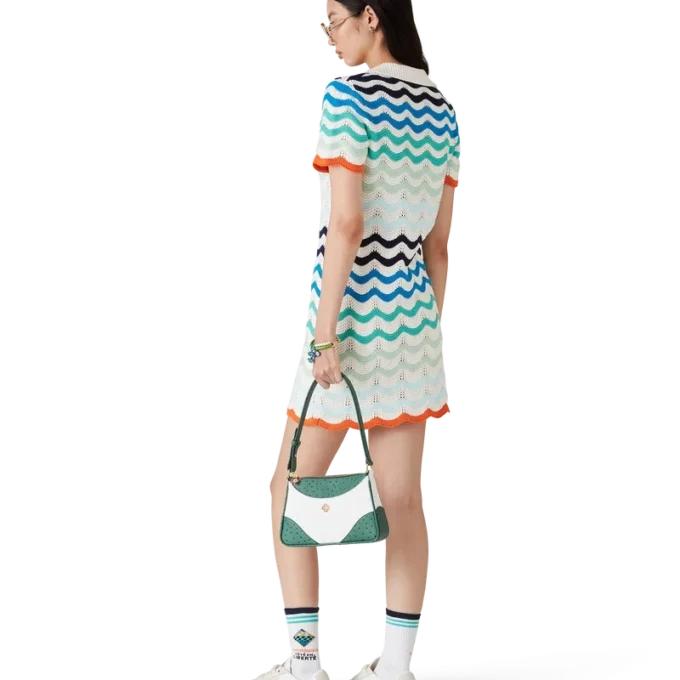 Gradient Wave Crochet Mini Dress