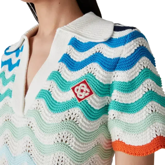 Gradient Wave Crochet Mini Dress