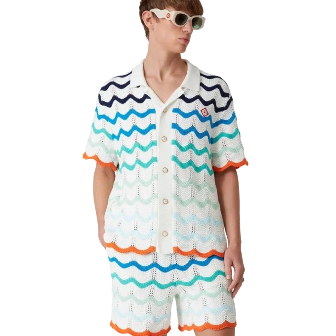 Gradient Wave Crochet Shirt