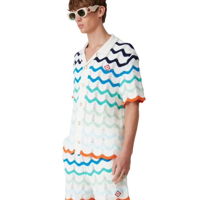 Gradient Wave Crochet Shirt Gradient Wave Crochet Shirt