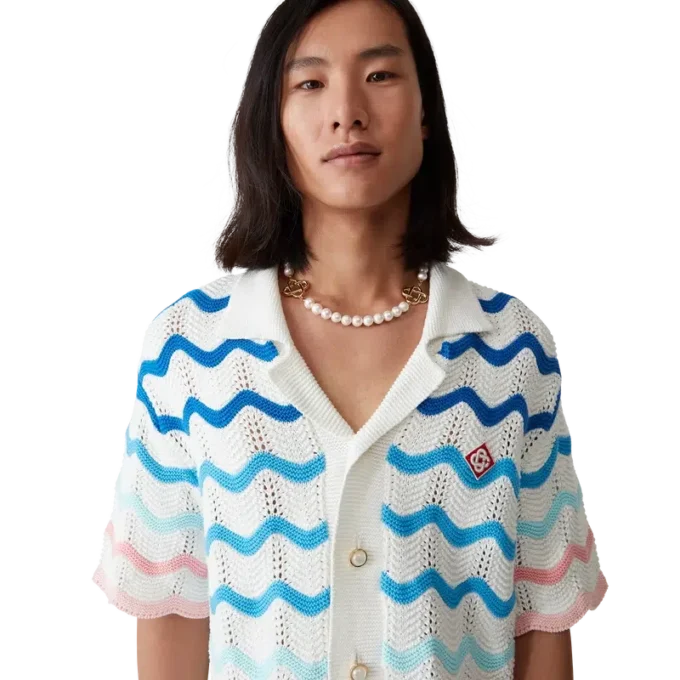 Gradient Wave Crochet Shirt Gradient Wave Crochet Shirt