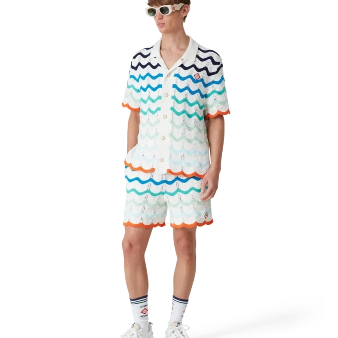 Gradient Wave Crochet Shirt Gradient Wave Crochet Shirt