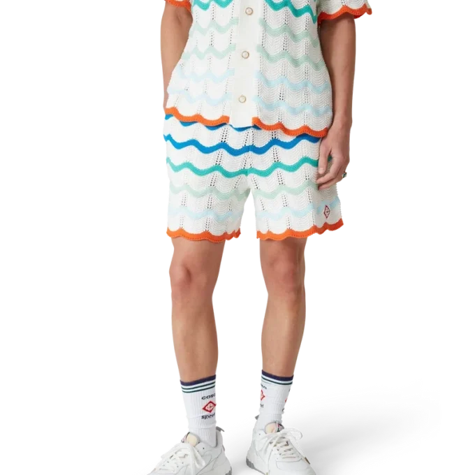 Gradient Wave Crochet Shorts
