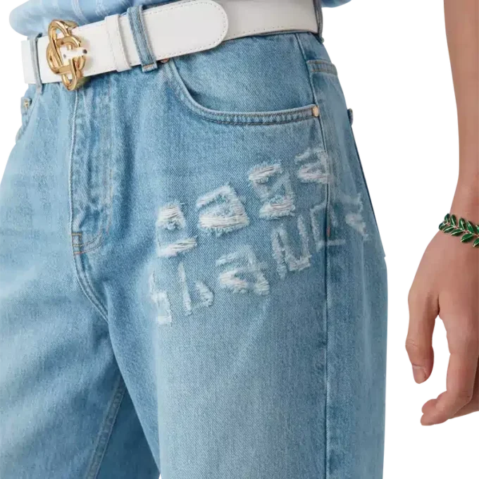 Graffiti Distressed Denim Jeans Graffiti Distressed Denim Jeans