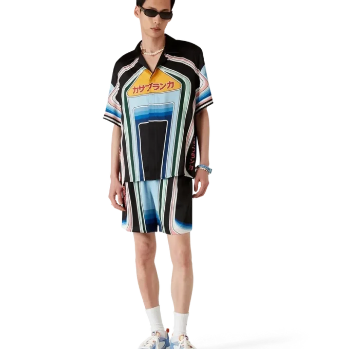 Graphic Mountain Short Sleeve Silk Shirt Graphic Mountain Short Sleeve Silk Shirt