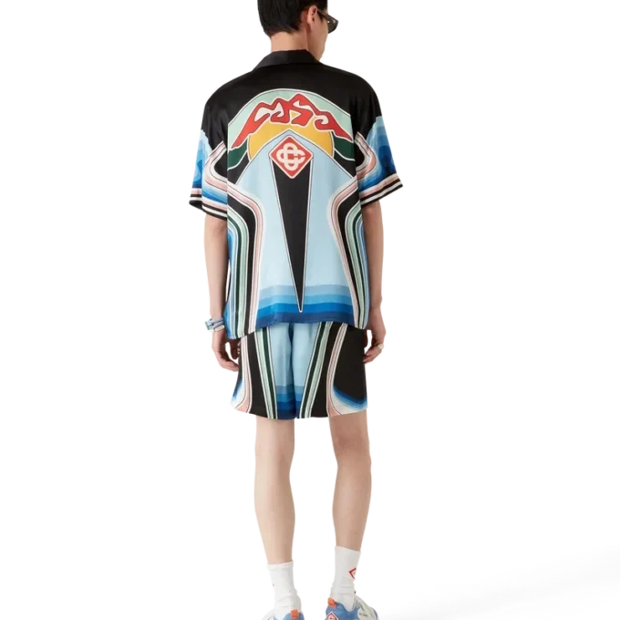Graphic Mountain Short Sleeve Silk Shirt Graphic Mountain Short Sleeve Silk Shirt