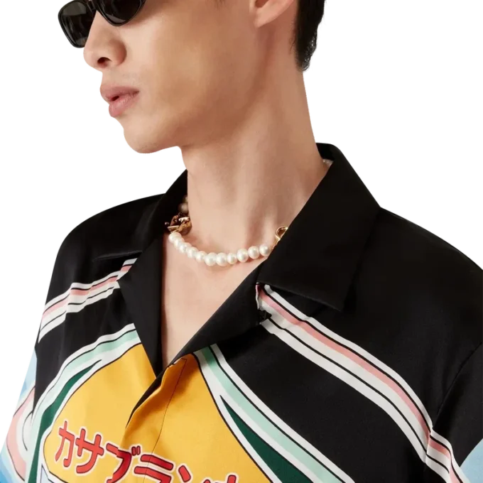 Graphic Mountain Short Sleeve Silk Shirt Graphic Mountain Short Sleeve Silk Shirt