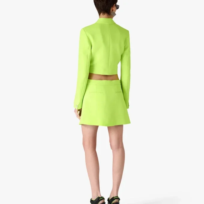 Green Crepe Mini Skirt