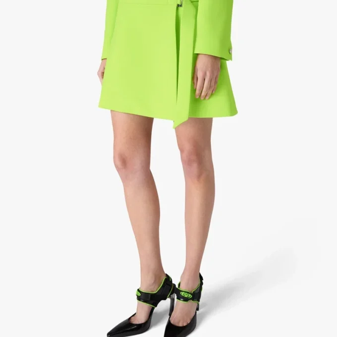 Green Crepe Mini Skirt