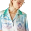Halftone Logo Cuban Collar Short Sleeve Shirt