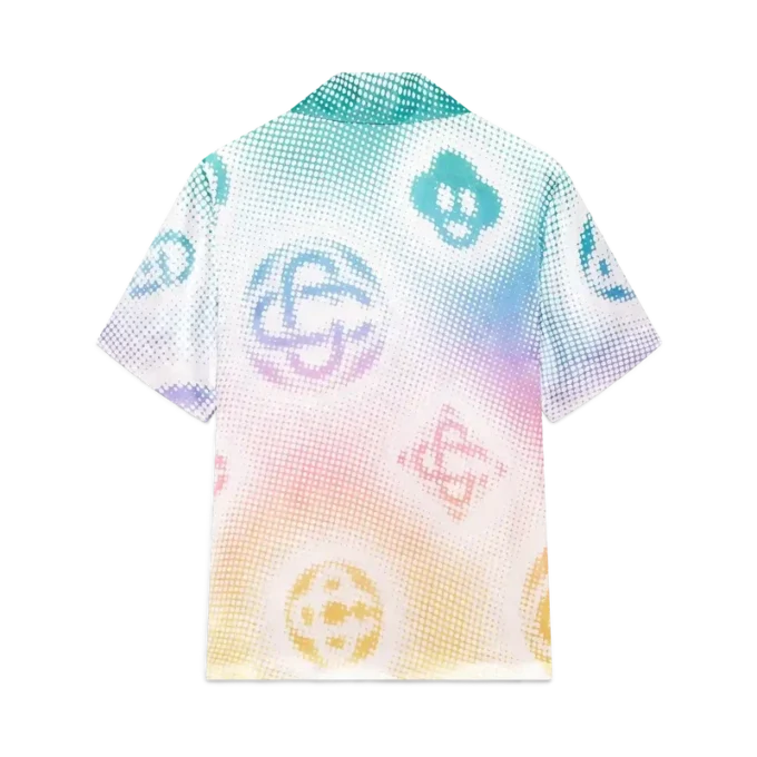 Halftone Logo Cuban Collar Short Sleeve Shirt