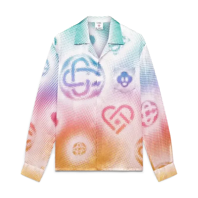 Halftone Logo Long Sleeve Silk Shirt Halftone Logo Long Sleeve Silk Shirt
