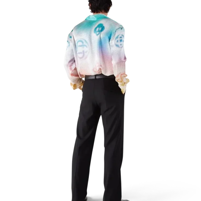 Halftone Logo Long Sleeve Silk Shirt Halftone Logo Long Sleeve Silk Shirt