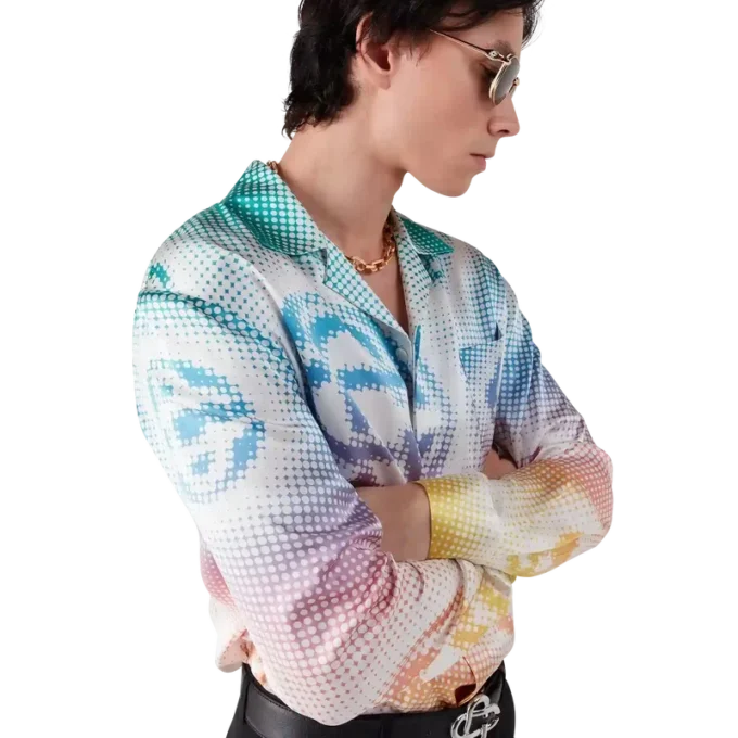 Halftone Logo Long Sleeve Silk Shirt Halftone Logo Long Sleeve Silk Shirt