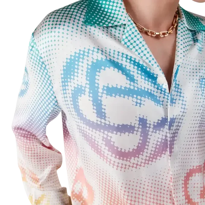 Halftone Logo Long Sleeve Silk Shirt Halftone Logo Long Sleeve Silk Shirt