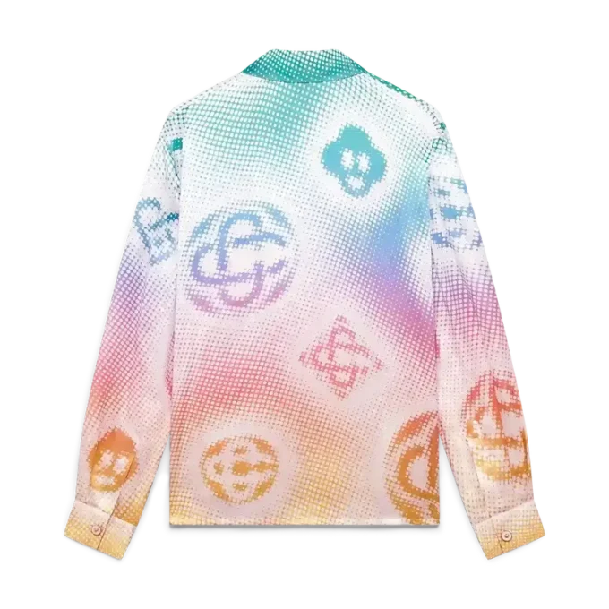 Halftone Logo Long Sleeve Silk Shirt Halftone Logo Long Sleeve Silk Shirt
