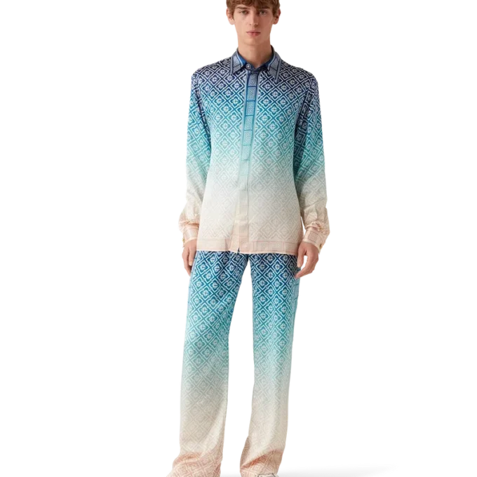 Jacquard Gradient Silk Trousers Jacquard Gradient Silk Trousers