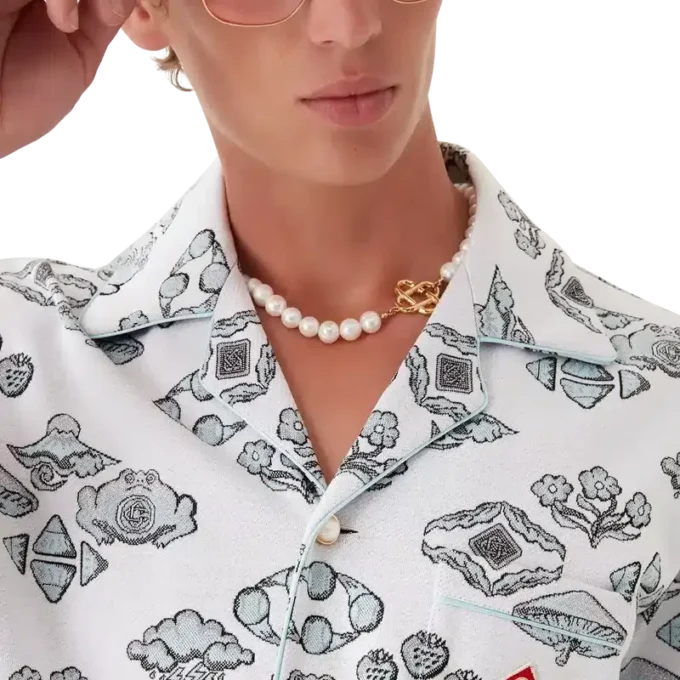 Jacquard Motif Short Sleeve Shirt Jacquard Motif Short Sleeve Shirt