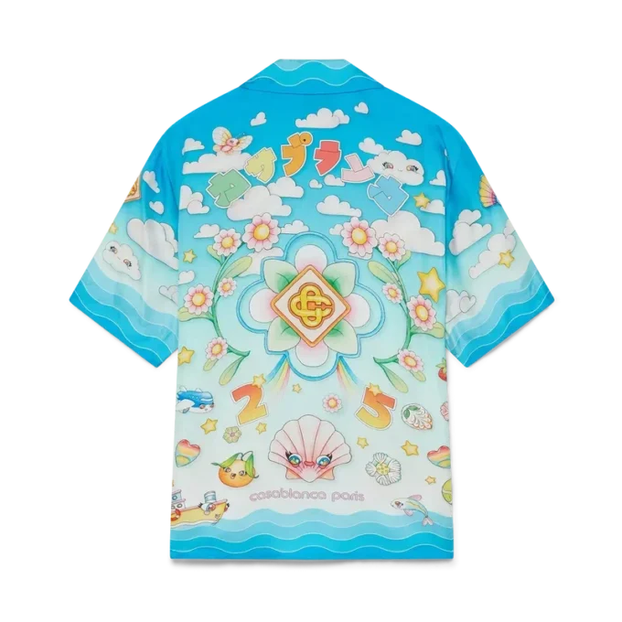 Kawaii Motif Short Sleeve Silk Twill Shirt Kawaii Motif Short Sleeve Silk Twill Shirt