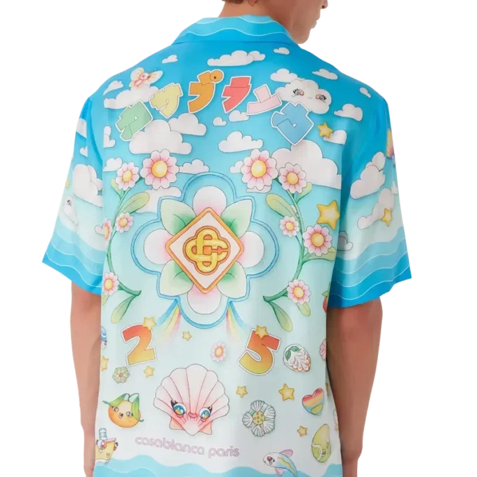 Kawaii Motif Short Sleeve Silk Twill Shirt Kawaii Motif Short Sleeve Silk Twill Shirt
