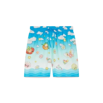 Kawaii Motif Silk Twill Shorts