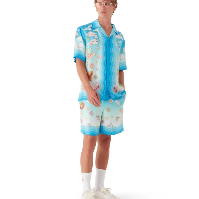 Kawaii Motif Silk Twill Shorts Kawaii Motif Silk Twill Shorts