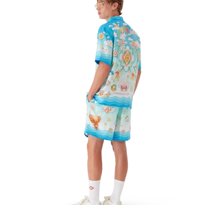 Kawaii Motif Silk Twill Shorts Kawaii Motif Silk Twill Shorts
