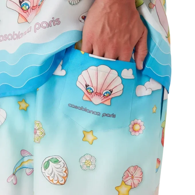 Kawaii Motif Silk Twill Shorts Kawaii Motif Silk Twill Shorts