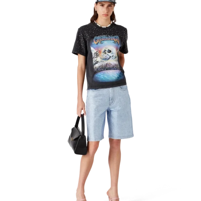 Crystal Embellished Denim Shorts