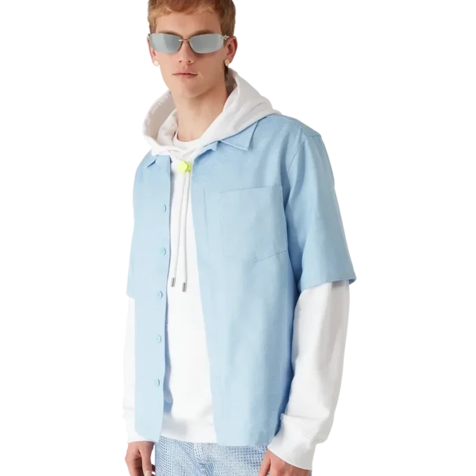 Light Blue Monogram Short Sleeve Shirt Light Blue Monogram Short Sleeve Shirt